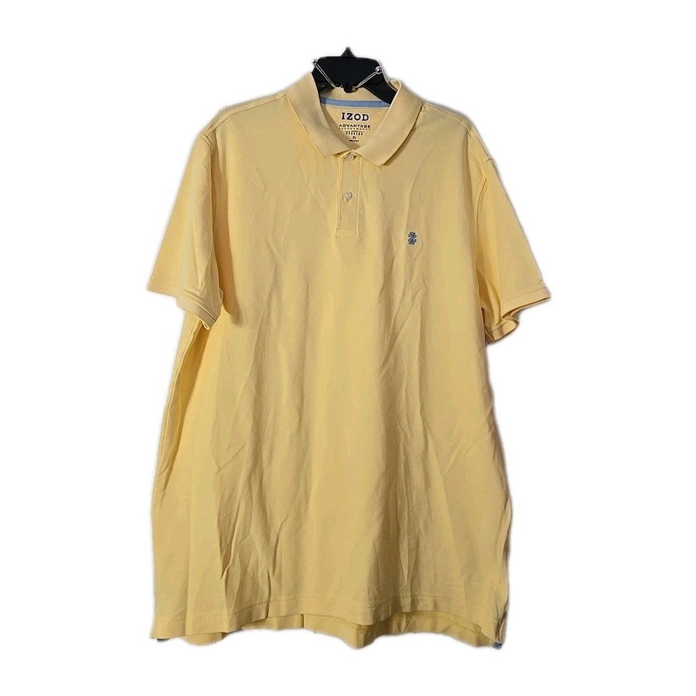 IZOD Golf Mens Polo Shirt Size XL Yellow Short Sleeve Performance 2 Button Front